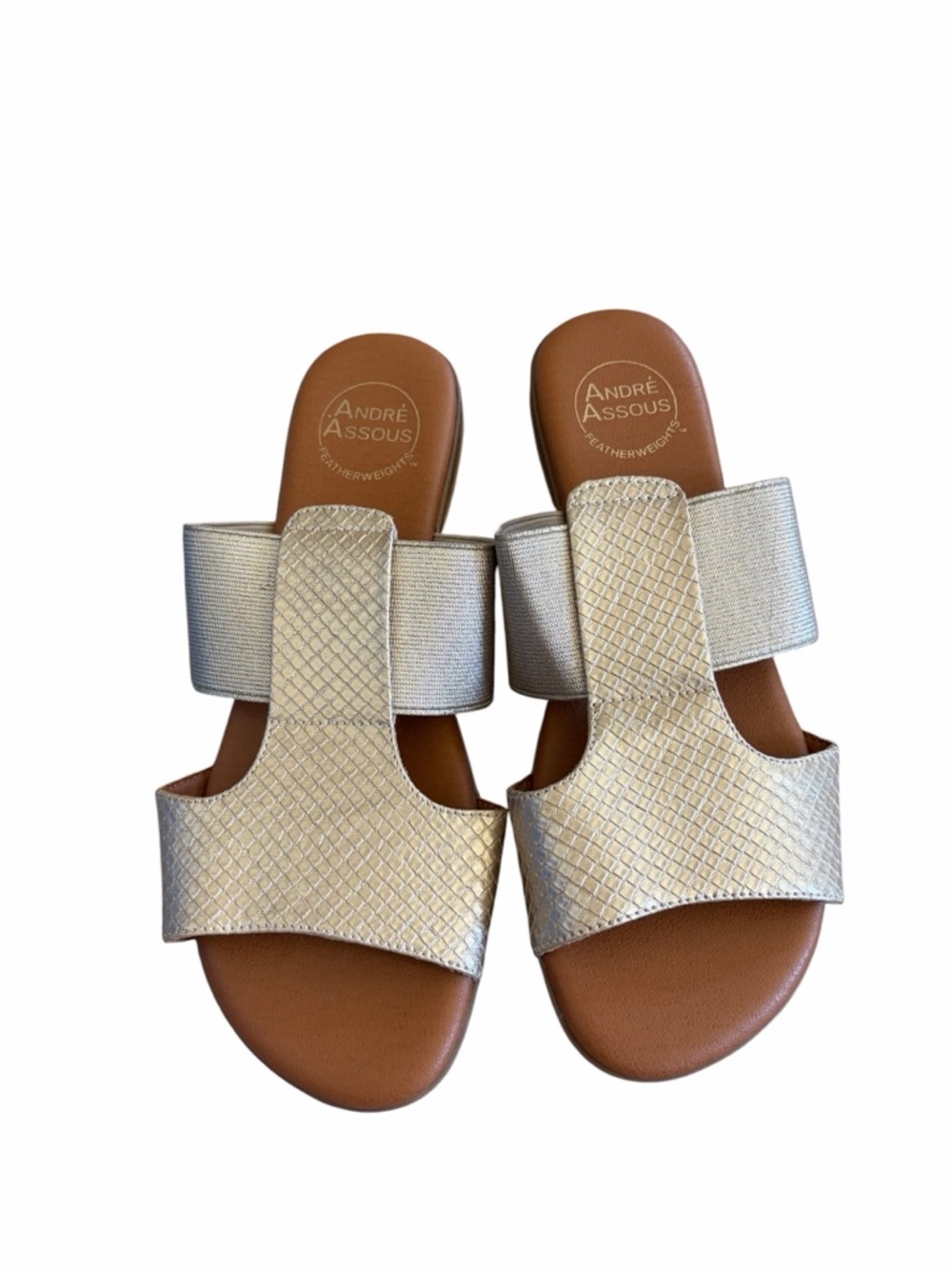 Andre Assous Women’s Gold Slide Sandals Size 8
